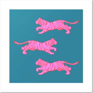 Hot Pink Tiger Trio Posters and Art